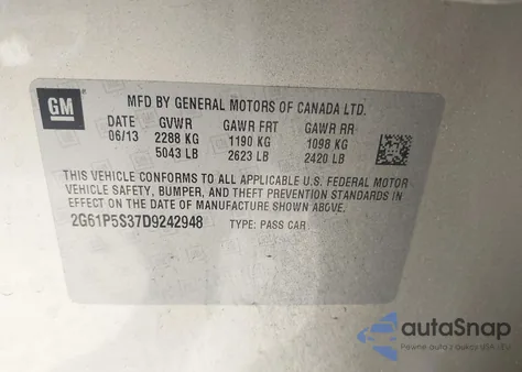 2013 Cadillac Xts Luxury from USA, damaged, VIN 2G61P5S37D9242948